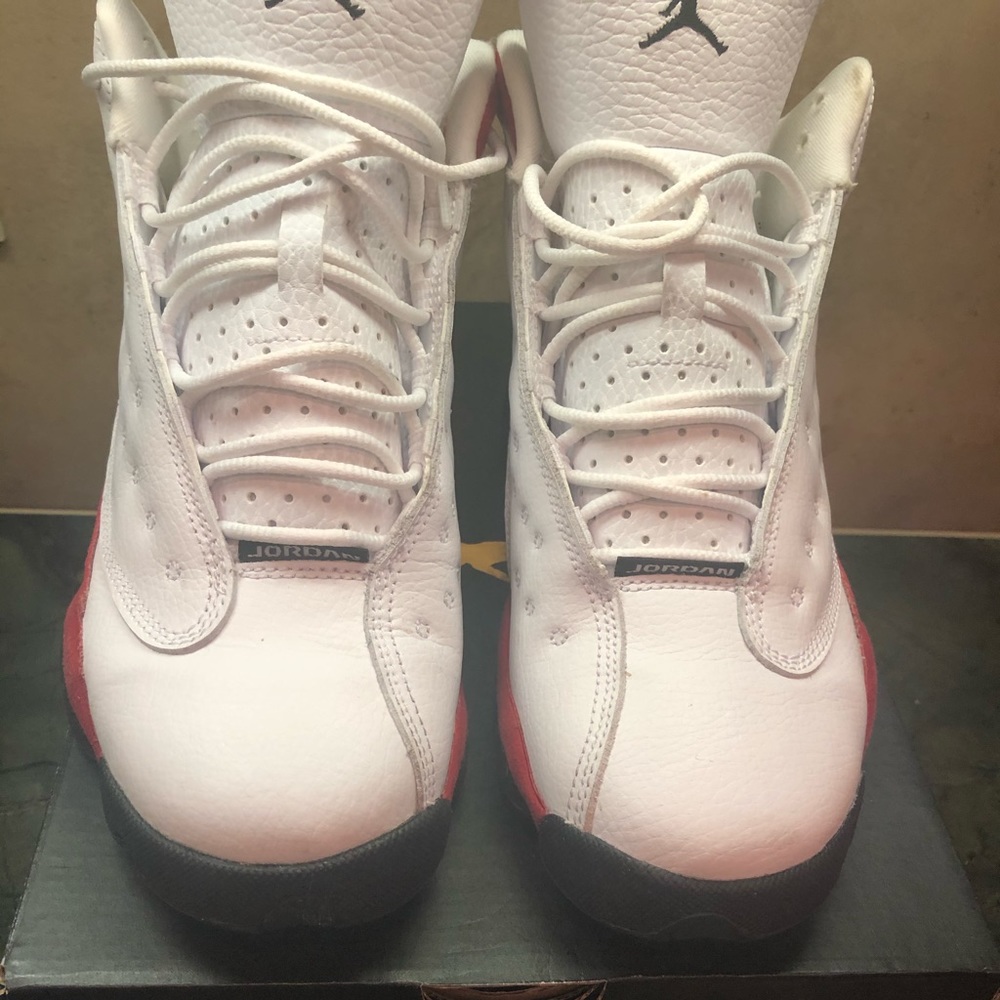 Authentic  Boy size 6.5 Red & White Jordans